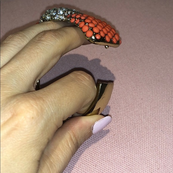 Gold and orange ribbon bow bling bracelet - Picture 6 of 6